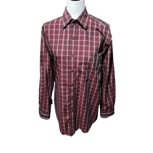 GEOFFREY Beene Long Sleeve Button Down Plaid Shirt - Size Medium